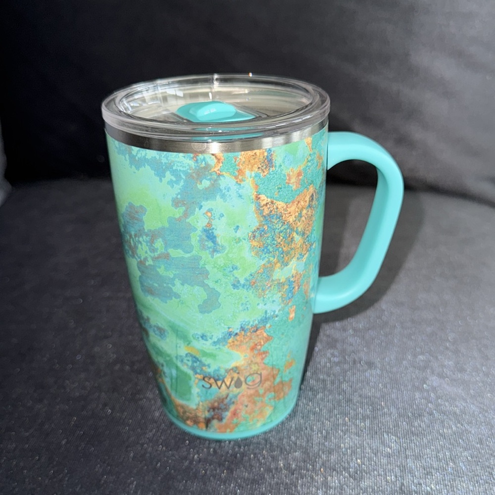 Swig Life Travel Mug Size 5x5 Color Marble Green Blue Yellow - Picture 2 of 8